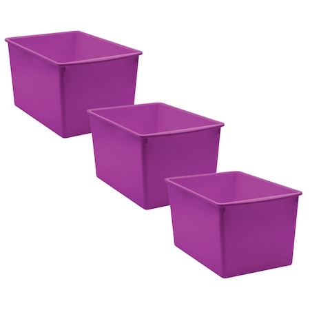 Teacher Created Resources Storage Bin, Plastic, Purple, 7.5 in H, 9.25 in W, 14 in L, 3 PK 20426